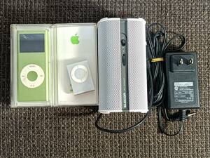 iPod nano 4GB MA487J/A GREEN + shuffle A1204 1GB ELECOM スピーカー付 ジャンク