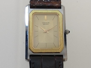 【1円】ジャンク SEIKO CREDOR セイコー クレドール 6730-5100 クォーツ レディース 腕時計 ベゼル14K×SSコンビ スクエア 訳あり稼働 要OH