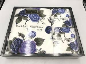 【未使用保管品】タオルセット　Rudolph Valentino　花柄　ブルー　ホワイト　植物柄