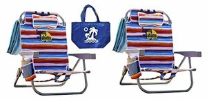 【中古】2 Tommy Bahama Backpack Beach Chairs 2016 / Red by Tommy Bahama