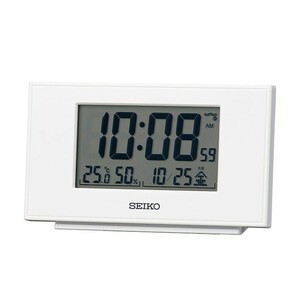 セイコー クロック 電波 目覚し時計 SQ790W 温度 湿度表示 電子音アラーム 白パール塗装 ホワイト デジタル SEIKO CLOCK