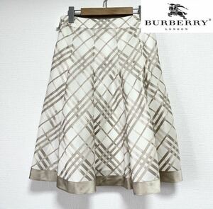 【超美品】BURBERRY バーバリー シルク混ゴールド ノバチェック柄スカート size38