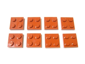 凸レゴ凸　%3022　2x2プレート（濃オレンジ）　8個