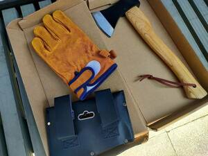 CARBABY 斧 薪割り 手斧 37.5cm 鉈 ガーデン キャンプ用品 保護カバー付き 耐熱グローブ付き