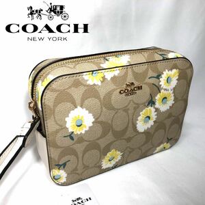 【新品】COACH コーチ ショルダーバッグ ミニ カメラ バッグ シグネチャー キャンバス ウィズ デイジー プリント 花柄 フラワー C3354