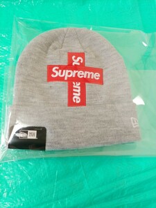 レア Supreme New Era Cross Box Logo Beanie グレー シュプリーム ニューエラ クロス ボックス ロゴ ビーニー ニットキャップ