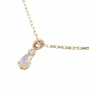 agete アガット ネックレス K10YG/オパール/ダイヤモンド0.01ct【いおき質店】