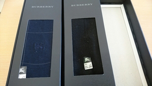 新品未使用◆ バーバリー メンズソックス 2足セット バーバリーマーク刺繍 箱入り 生産終了製品 希少 Burberry ビジネスマン 25～26size