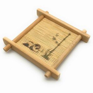 訳あり 茶托 コースター 井の字型 和モダン 竹製 2枚セット (パンダと竹)