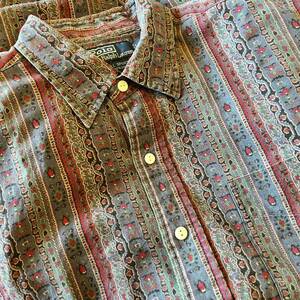 激レア L POLO RALPH LAUREN lowell sport paisley shirt rrl country sport 1992 1993 stadium p wing snow beach ペイズリー シャツ