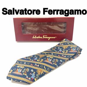 【極美品】SalvatoreFerragamo ネクタイ 総柄 SILK100％