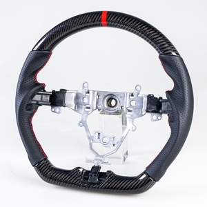 スズキ用 ジムニー 4代目 2018-2021 D型 ステアリング ホイール ハンドル カーボンX本革パンチングレザーX赤い輪デザイン