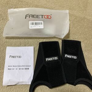 604t2827☆ 【左右手2枚入り】FREETOO 手首サポーター 強力サポート 吸汗速乾 男女兼用 スポーツ 家事 育児 パソコン/スマホ操作 ブラック