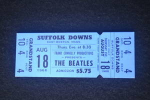 ★ 激レア　Vintage THE BEATLES ★　ザ・ビートルズ　未使用　コンサートチケット　August 18,1966 SUFFOLK DOWNS ★送料無料★