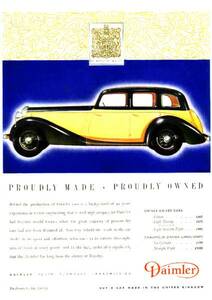 ◆1937年の自動車広告　ダイムラー　Daimler