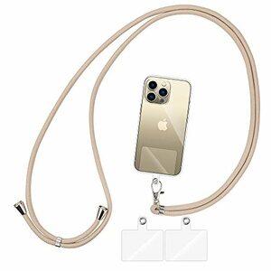 AOKKR スマホストラップ 首掛け ショルダーストラップ 1本+透明タグパッチ3枚入り ネックストラップ 肩掛け用 ロング 携帯ストラップ 斜