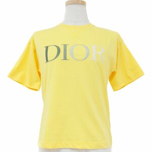 美品 Dior ディオール カットソー Tシャツ トップス イエロー 8(KIDSサイズ) プルオーバー 半袖 ロゴ 刺繍 コットン ブランド ロゴT