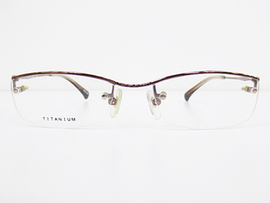 ∞【デッドストック】renoma レノマ 眼鏡 メガネフレーム 25-RB8 52[]17-140 メタル チタン ツーポイント ブラウン ブロンズ □H8