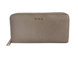 N9871 FURLA フルラ 長財布 ラウンドファスナー ベージュ 本革 レザー ラウンドジップ 札入れ 小銭入れ レディース ロングウォレット