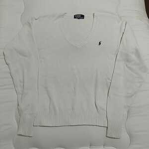ラルフ・ローレン Ralph Lauren Vネックセーター size170 ホワイト 白