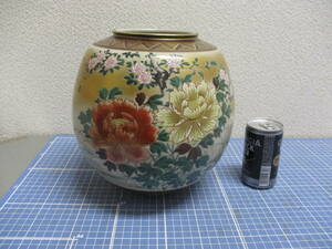 九谷焼　錦山　花器・壺　花鳥図　金彩　検　 アンティーク　 工芸品 陶芸 日本の陶磁 九谷 花瓶