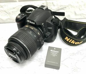 Nikon ニコン D3000 デジタル一眼レフカメラ AF-S DX NIKKOR 18-55mm 1:3.5-5.6G VR レンズ 動作未確認 バッテリパック付 fah 5S003