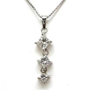 良質!!◆Pt850 天然ダイヤモンドネックレス◆A 約3.4g 約40.5cm diamond jewelry ジュエリー necklace EC2/EC5