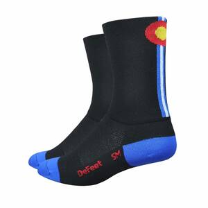 新品 DeFeet Aireator Tall 6 Colorado Socks Sサイズ ブラック/ブルー デフィート エアイーター トール 6 コロラド ソックス Rapha