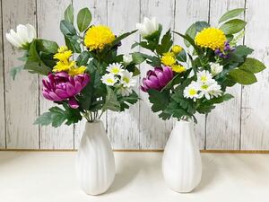 造花★仏花＊供花＊お供え＊一対(2本)＊高さ38cm＊枯れないお花＊お手入れ簡単＊お盆＊お墓参り＊アーティフィシャルフラワー＊hana hana