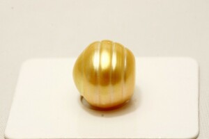 南洋白蝶真珠パールルース　両穴　14mm　ナチュラルゴールドカラー