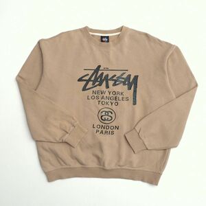 TH4858▽90s ヴィンテージ USA製 赤青タグ オールド ステューシー STUSSY WORLD TOUR CREW ロゴ メンズL ロゴ スウェットシャツ トレーナー