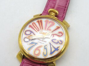 1円◆稼働◆ ガガミラノ マヌアーレ40 シェルシルバー クオーツ メンズ 腕時計 N13102