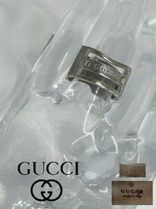 ◇希少◇廃版シリーズ　重厚で存在感抜群！【GUCCI　グッチ　[ビス　LONG　BAND　RING］シルバーリング　13g】オールドグッチ N12081