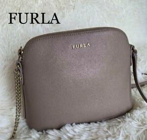 FURLA フルラ マイキー ショルダーバッグ チェーン 斜め掛けバッグ 肩掛けバッグ ミニショルダーバッグ レザー グレージュ