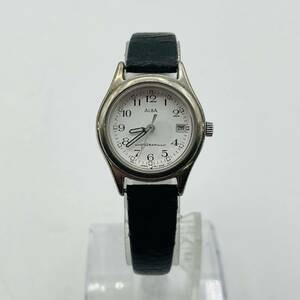 【未稼働品】 SEIKO セイコー ALBA アルバ レディース腕時計 腕時計 時計 クオーツ クォーツ 三針 黒 革ベルト カレンダー 付 V782-6D30