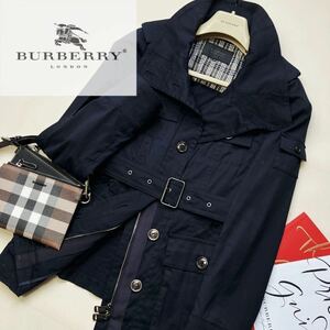 M6【サマートレンチ】参考価格12万●超美品BURBERRY LONDON ノバチェック●ハイネックトレンチコート バーバリーコート レディース