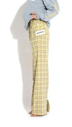 BACK SLIT POCHETTE PANTS / YELLOW