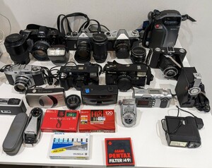 ☆【カメラ他 約20点まとめ】カメラ フィルムカメラ レンズ PENTAX ペンタックス MINOLTA ミノルタ Canon キャノン 動作未確認 大量