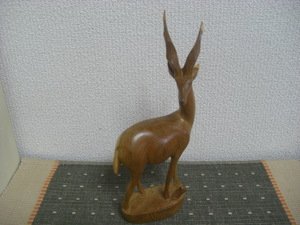 ◆北海道発◆槐◆鹿◆彫刻置物◆自宅保管品◆