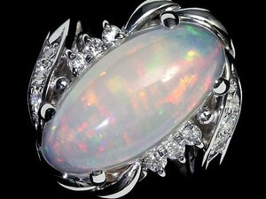 MV11470T【1円～】新品【RK宝石】≪opal≫ 魅惑の遊色!! 極上オパール 大粒5.55ct!! 極上ダイヤモンド Pt900 高級リング ダイヤ