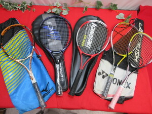 14OH5826　テニスラケット5本セット 　MIZUNO　Z800/DUNLOP PRO30　VC-Ⅱ/Kawasaki KR-500/YONEX 5V.ADX-5