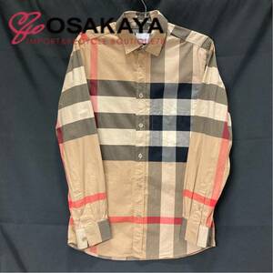 中古 BURBERRY ノバチェック シャツ 8010213 コットン ベージュ XS メンズ バーバリー トップス アウター 春 秋 長袖 薄手 襟