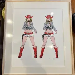 江口寿史 版画 『2 COW GIRLS (dot.ver)』