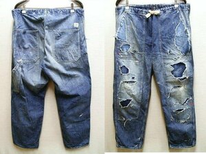 ◇即決[02]anachronorm bal ダブルニー イージーパンツ ペインター ANA198 Damaged Denim W-Knee Easy Pants デニム アナクロノーム■4223