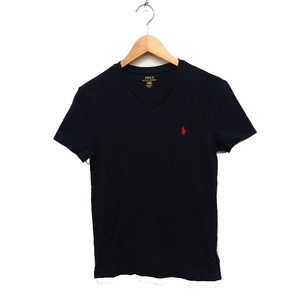 ポロ ラルフローレン POLO RALPH LAUREN 国内正規品 Vネック Tシャツ カットソー 半袖 ロゴマーク刺繍 綿 XS ブラック 黒 /FT33 メンズ