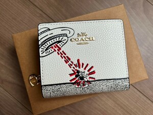 COACH ミッキー　キースヘリング コラボ UFO 二つ折り財布　C7433