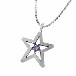 ジュエリー ネックレス 白金（プラチナ）900 星 一粒 アメシスト(紫水晶) 中サイズ