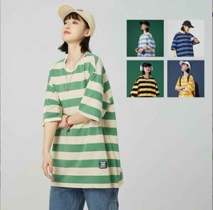 韓国風 レディース 半袖Tシャツ 新しい夏 カジュアル ファッション半袖Tシャツ 2XL グリーン