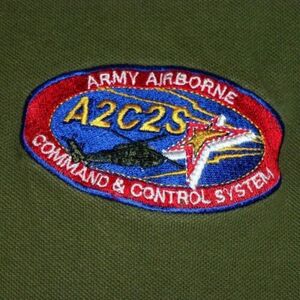 Vtg A2C2S U.S. Army Airborne Command & Control System Green Polo Shirt Sz Medium 海外 即決