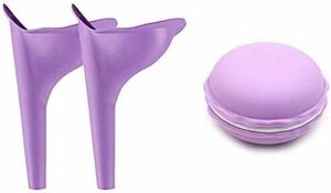 紫（ケース付き2個セット） (RONGUI) ケース付き 女性用 立ち小便器 携帯トイレ 折畳み 簡易トイレ 災害用 防災グッズ 